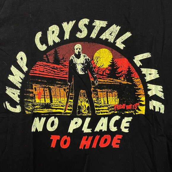 Friday the 13th Jason Vorhees Camp Crystal Lake No Place To Hide Horror Tshirt S - Picture 2 of 4